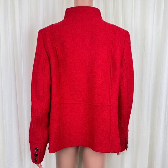 Women's Talbots Plus Mid Length Boucle Wool Blend Coat Jacket Sz 14W Bright Red - Picture 6 of 14